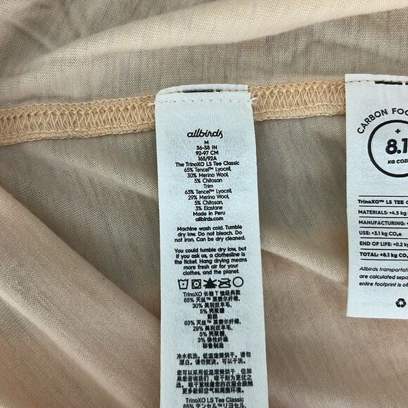 New Allbirds The TrinoXO Long Sleeve Tee Classic Fit in Aspen Size M - Picture 7 of 12